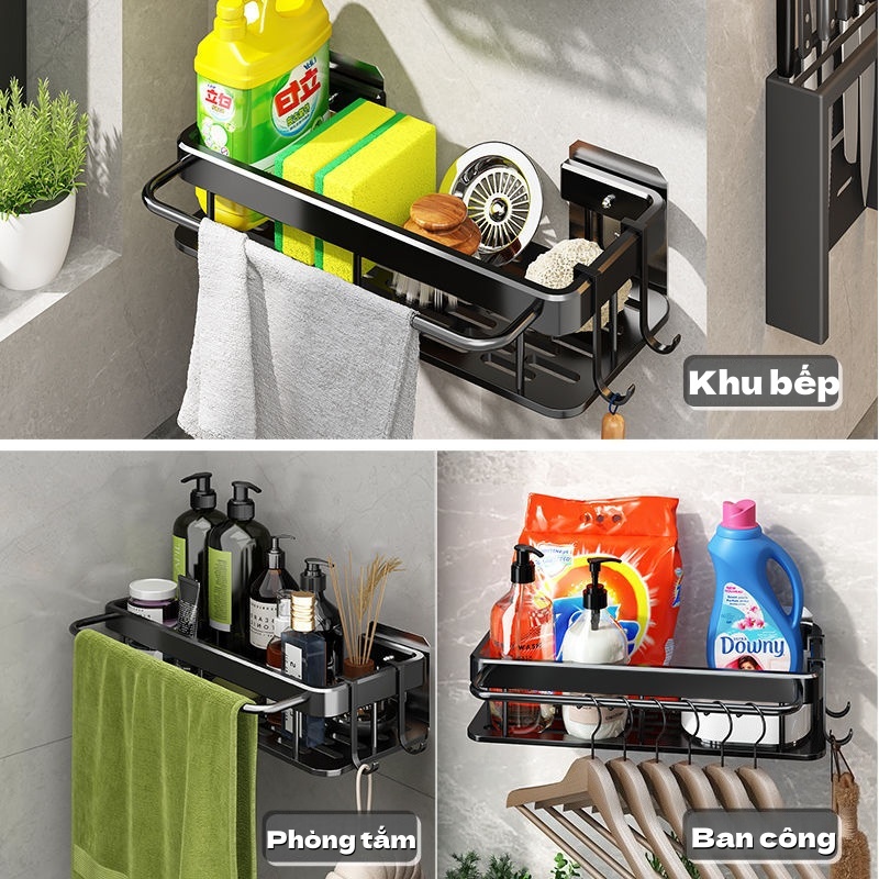 Kệ Để Đồ Nhà Tắm Dán Tường Kệ Nhôm Chống Gỉ Đa Năng Tiện Lợi