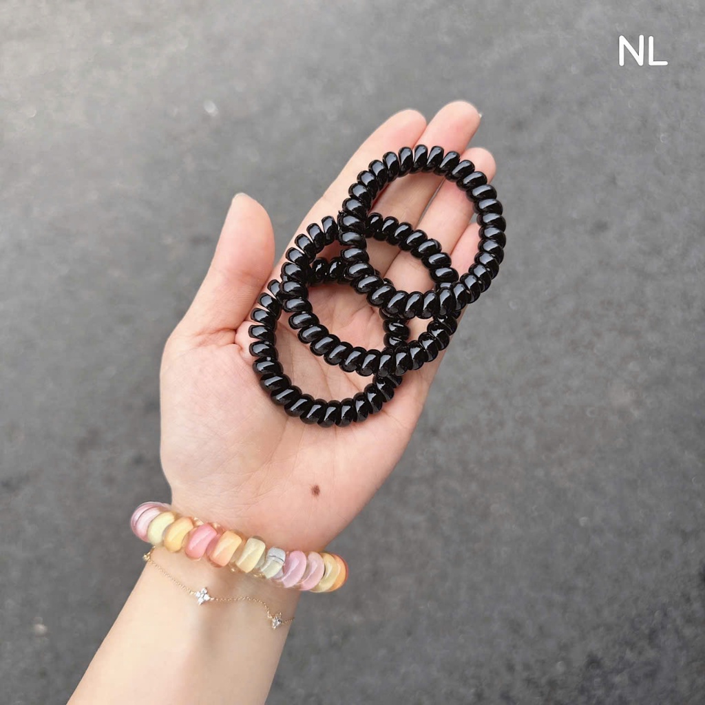sét 10 dây buộc tóc Lò xo màu đen co giãn tốt,size 5cm không đau tóc phụ kiện buộc tóc nữ tiện lợi
