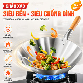Chảo Inox Xào Sâu Lòng Cao Cấp Size 30cm Và Size 32cm – Dày Dặn, Chống Gỉ
