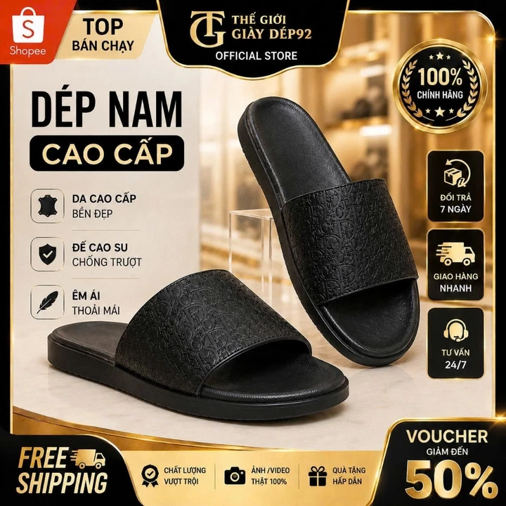 < DÉP NAM Chữ D.i QUAI NGANG DA BÒ DẬP NỔI FULL BOX.... <