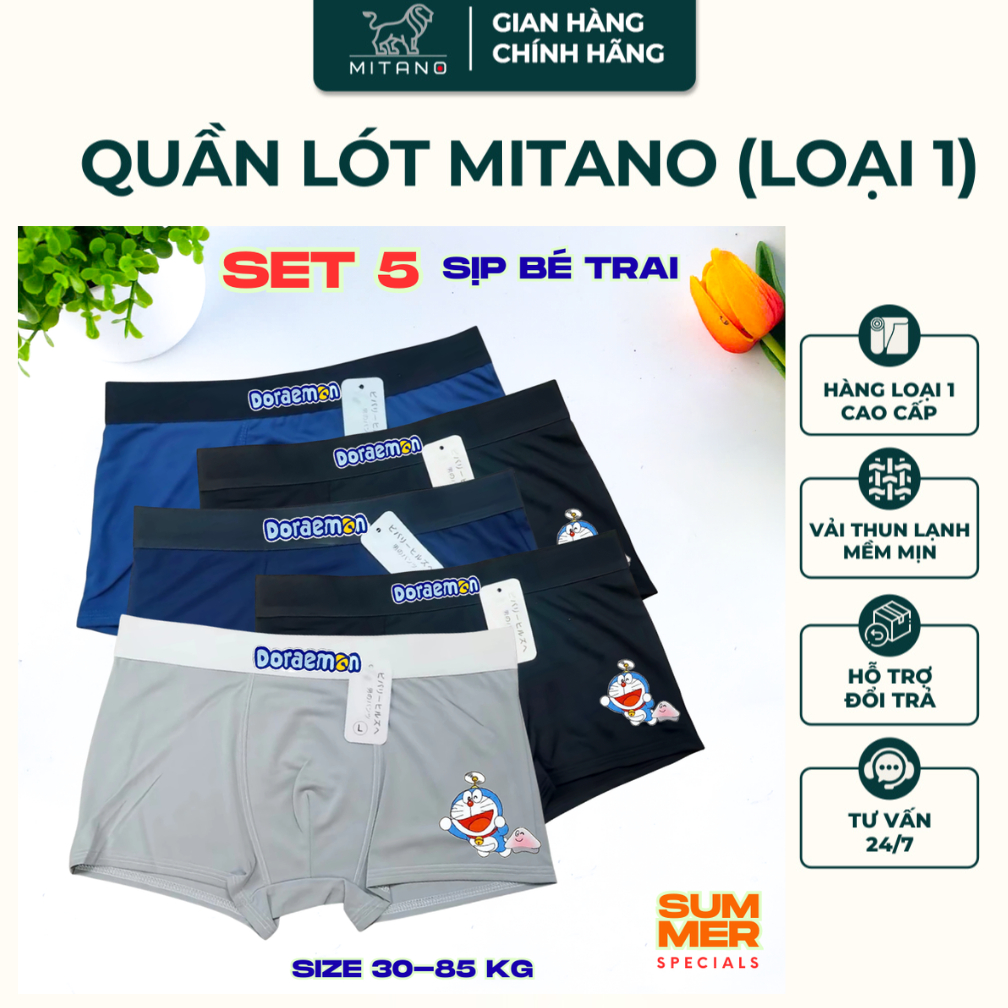 [HÀNG LOẠI 1] SET 5 Quần Lót Bé Trai họa tiết hoạt hình size 30-72kg, sịp bé trai thun lạnh co giãn