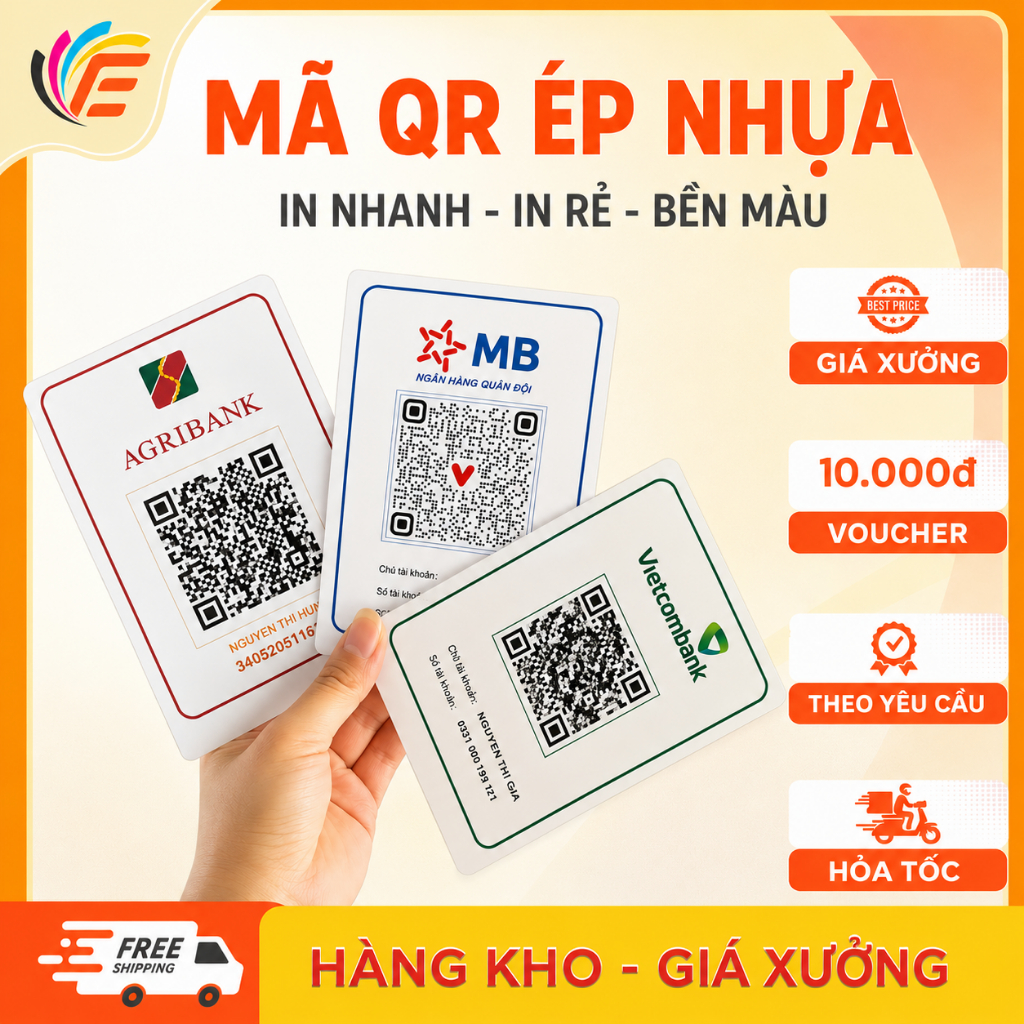 SET 2 MÃ QR ÉP NHỰA In Theo Yêu Cầu - In nhanh bền màu - Giao ngay trong ngày