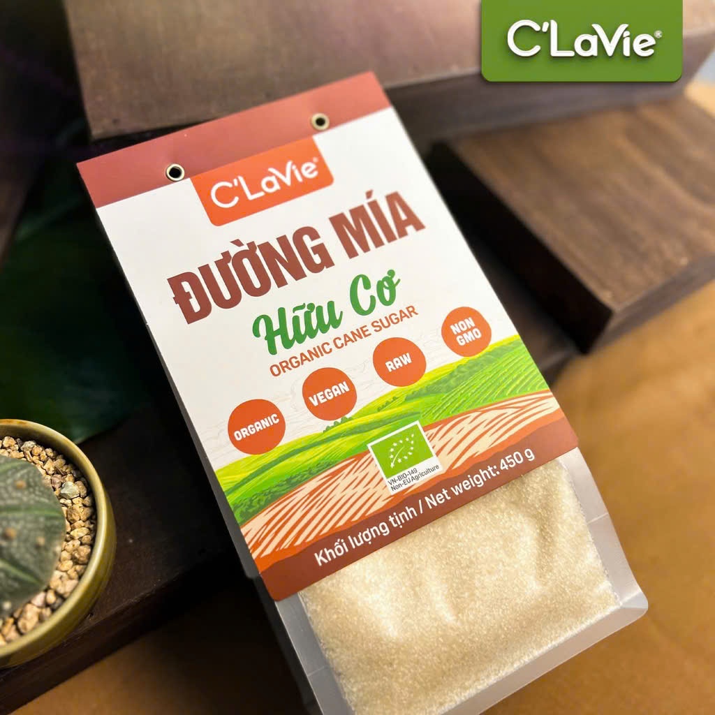 Đường Mía Hữu Cơ C'LaVie 450g - Đường Thô Organic Không Tinh Chế, Làm Bánh Pha Chế