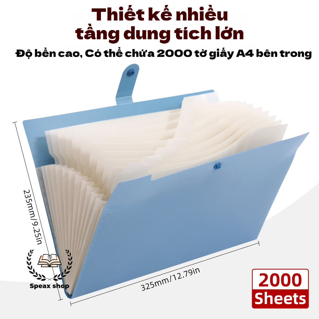Túi Đựng Tài Liệu 13 Ngăn A4-File Cặp Tệp Đựng Tài Liệu Đề Thi Ôn Thi Chia Nhiều Ngăn Bìa Hồ Sơ