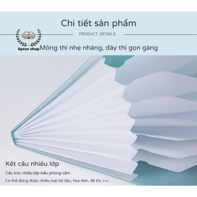 Túi Đựng Tài Liệu 13 Ngăn A4-File Cặp Tệp Đựng Tài Liệu Đề Thi Ôn Thi Chia Nhiều Ngăn Bìa Hồ Sơ