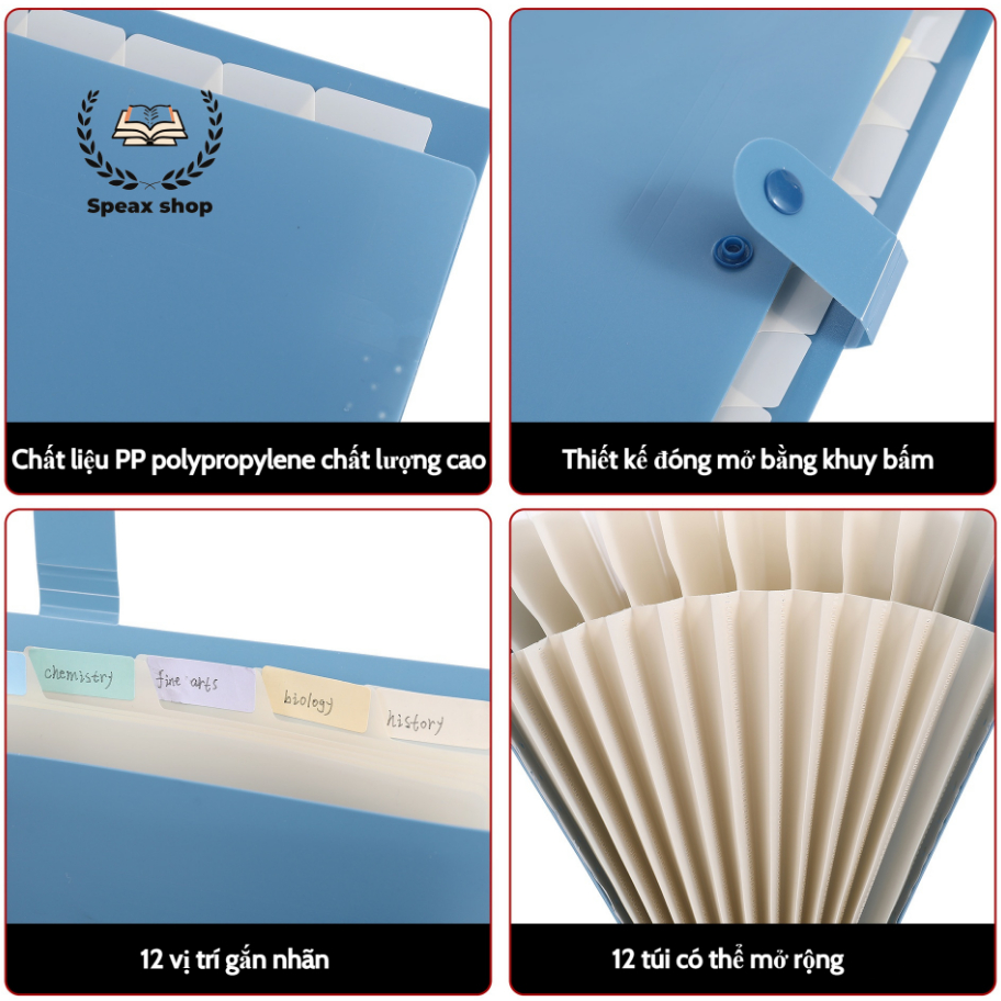Túi Đựng Tài Liệu 13 Ngăn A4-File Cặp Tệp Đựng Tài Liệu Đề Thi Ôn Thi Chia Nhiều Ngăn Bìa Hồ Sơ