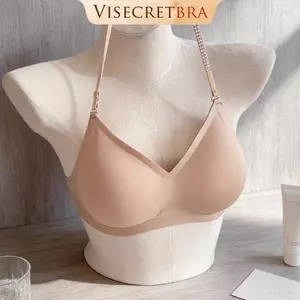 Áo Lót Áo Ngực Bra Nữ Mùa Hè Bản Hở Lưng Chất Su Thoáng Mát Mút Đệm May Cố Định 2 Dây Vai Đính Đá -- A-VN260352