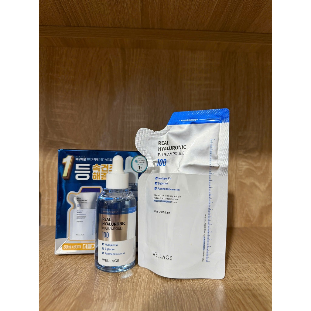 Tinh Chất Dưỡng ẩm Wellage Real Cica Claming 95 Trouble/Real Hyaluronic Blue Ampoule 50ml/60ml/75ml