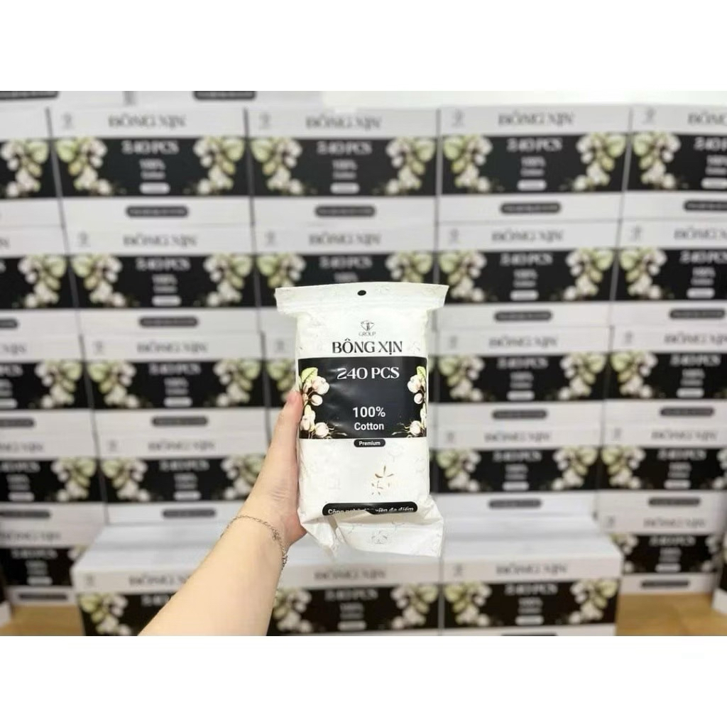 Combo 2 Bông tẩy trang Xịn - Bịch 240 miếng cao cấp làm sạch hiệu quả, nhẹ dịu