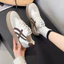 Giày Thể Thao Nữ 3 Sọc Đế Dày 4cm Thiết Kế Cá Tính Sneaker Form Đẹp Da PU Dày Dặn