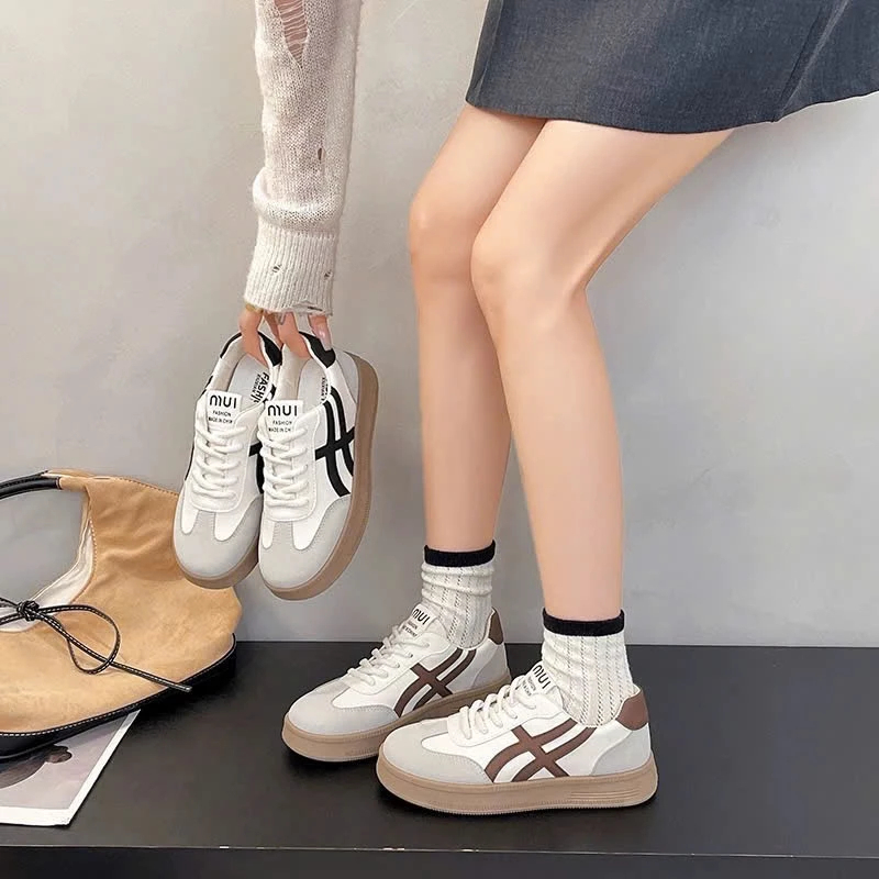 [SIÊU SALE 7.7 GIẢM 40K] Giày Thể Thao Nữ 3 Sọc Đế Dày 4cm Thiết Kế Cá Tính Sneaker Form Đẹp Da PU Dày Dặn