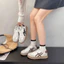 Giày Thể Thao Nữ 3 Sọc Đế Dày 4cm Thiết Kế Cá Tính Sneaker Form Đẹp Da PU Dày Dặn