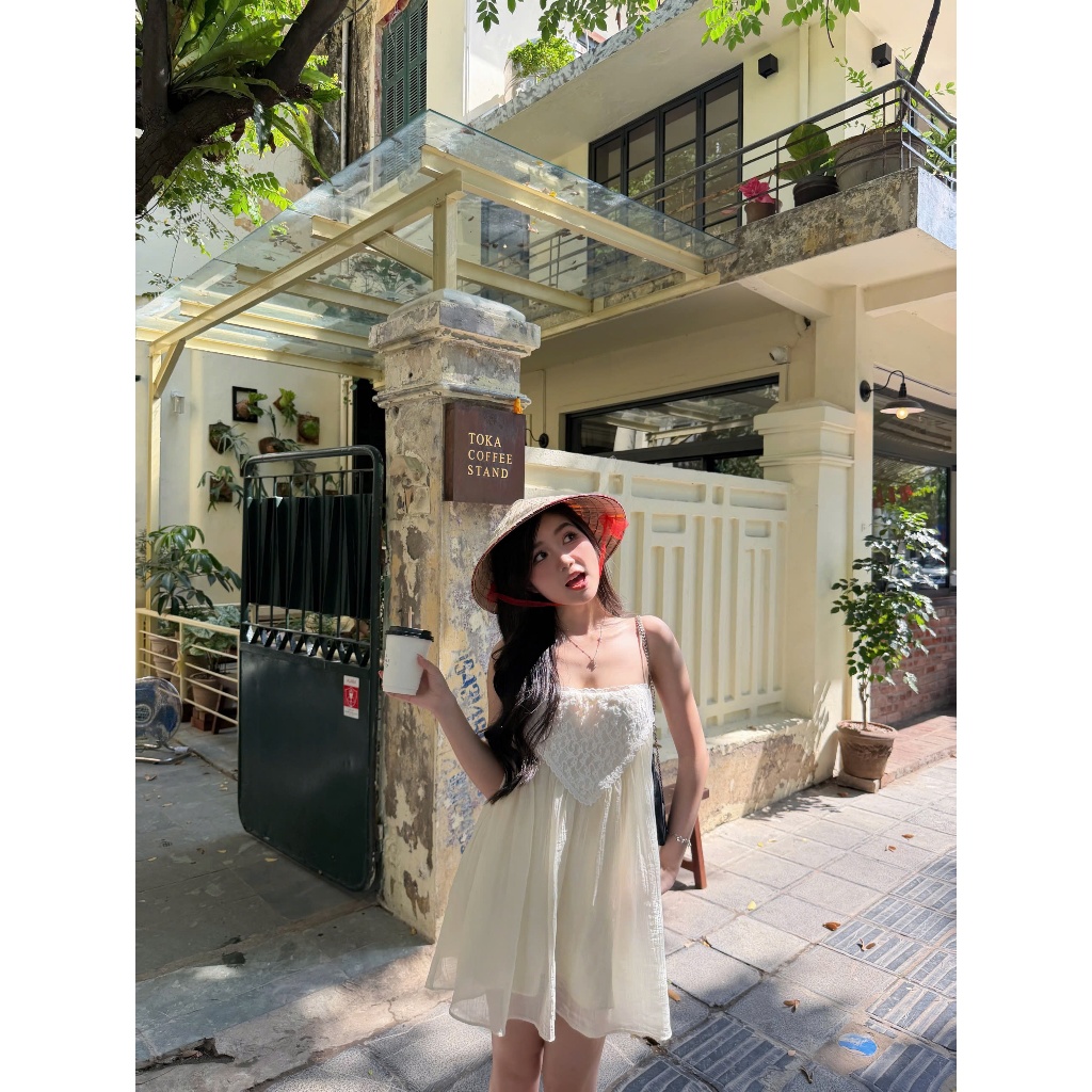 Đầm Nữ BACHYS DRESS Hai Dây Phối Ren Lạ Mắt Xinh Xắn Mùa Hè SECODEE