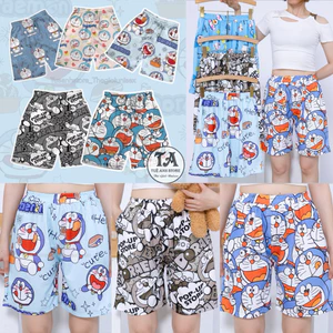 Quần Short lững hoạt hình Cartoon hoạt tiết cute DOREMON - Quần đùi thun cotton nam nữ Unisex TUEANHSTORE