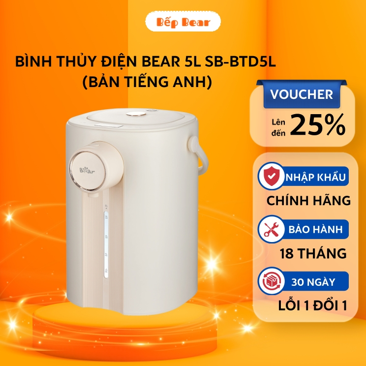 Bình Thủy Điện Đun Nước Nóng Giữ Nhiệt 5L BEAR Chính Hãng SB-BTD5L Bình Đun Nước Thủy Điện Thông Minh - Bản Tiếng Anh