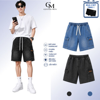 Quần Short Jean Nam Túi Form Rộng - Quần Jeans Nam Co Giãn Lưng Thun Dây Rút Cá Tính Hot Trend J96