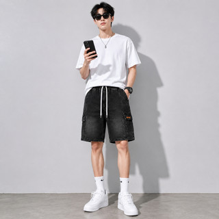 Quần Short Jean Nam Túi Form Rộng - Quần Jeans Nam Co Giãn Lưng Thun Dây Rút Cá Tính Hot Trend J96