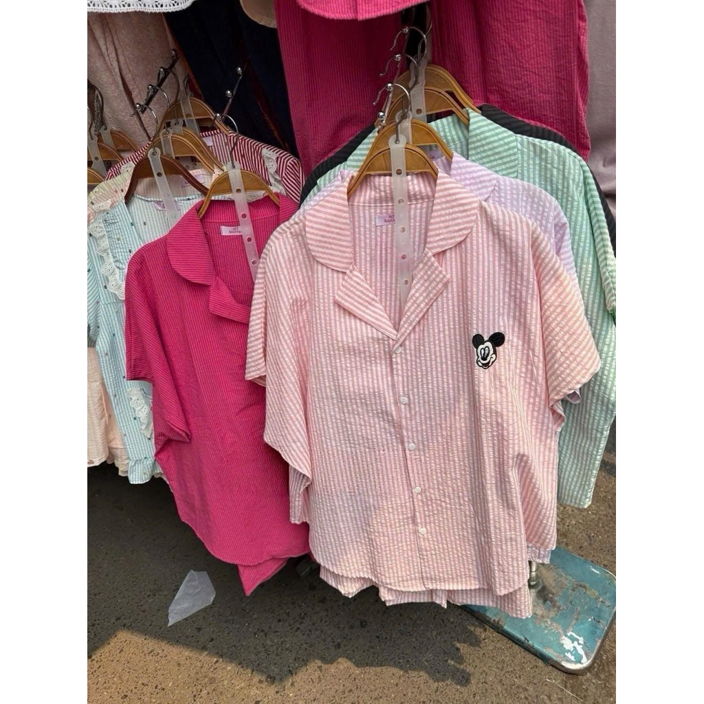 Set Bộ Nữ , Set Bộ Pijama Đũi Cổ v Phom Thụng