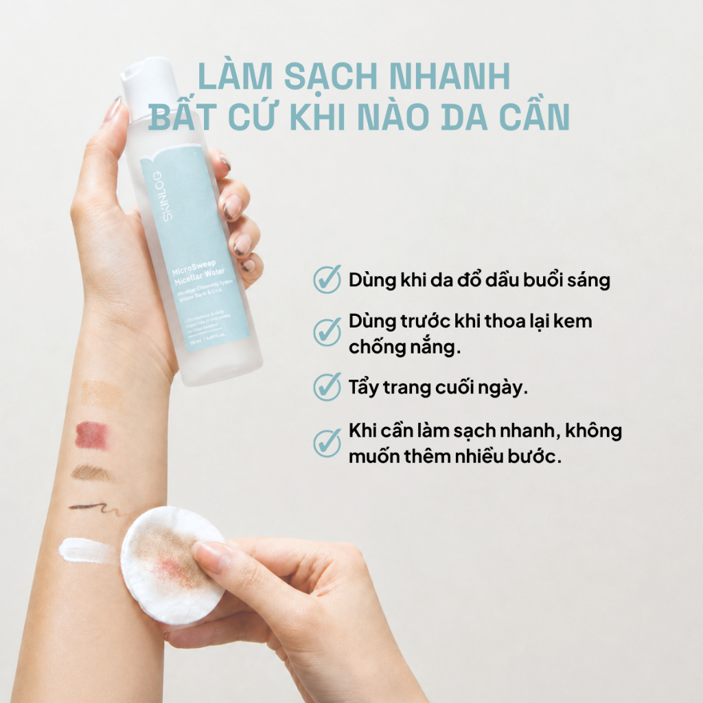 Bộ đôi SKINLOG làm sạch nước tẩy trang 130ml và gel rửa mặt 150ml Làm Sạch sâu, Thông Thoáng da