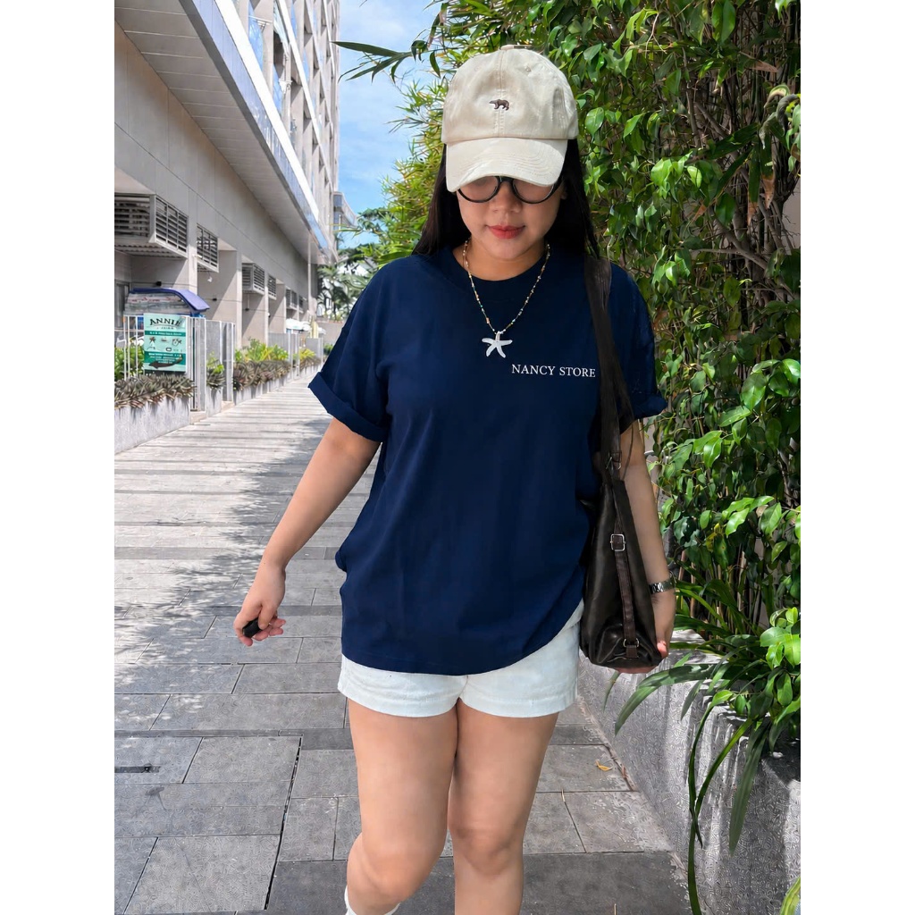 Áo Thun NANCY STORE  Cotton Cổ Tròn Nam Nữ