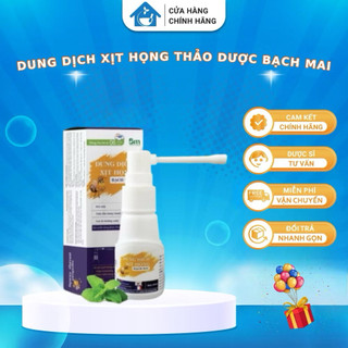 Dung Dịch Xịt Họng Thảo Dược Bạch Mai, Giúp Giảm Ho, Đau Rát Họng, Lọ 25ml