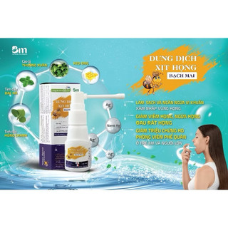 Dung Dịch Xịt Họng Thảo Dược Bạch Mai, Giúp Giảm Ho, Đau Rát Họng, Lọ 25ml