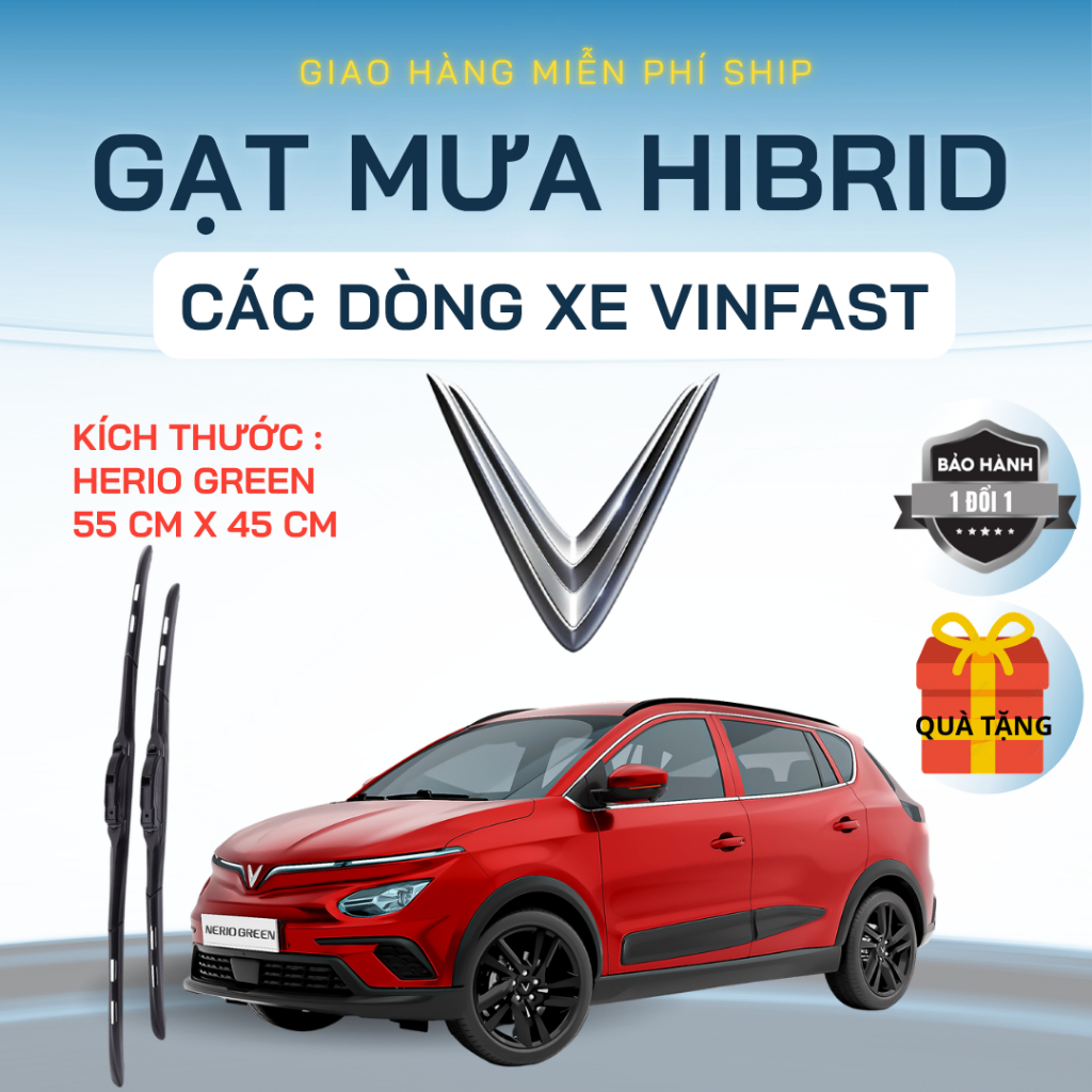 Gạt Mưa Ô Tô VINFAST HERIO, VF5, VF3, VF6, VF7, VF8, 9, LUX_A, SA, VFe34, Fadil, LIMO GREEN, Lưỡi Silicon NANO Gạt Sạch.