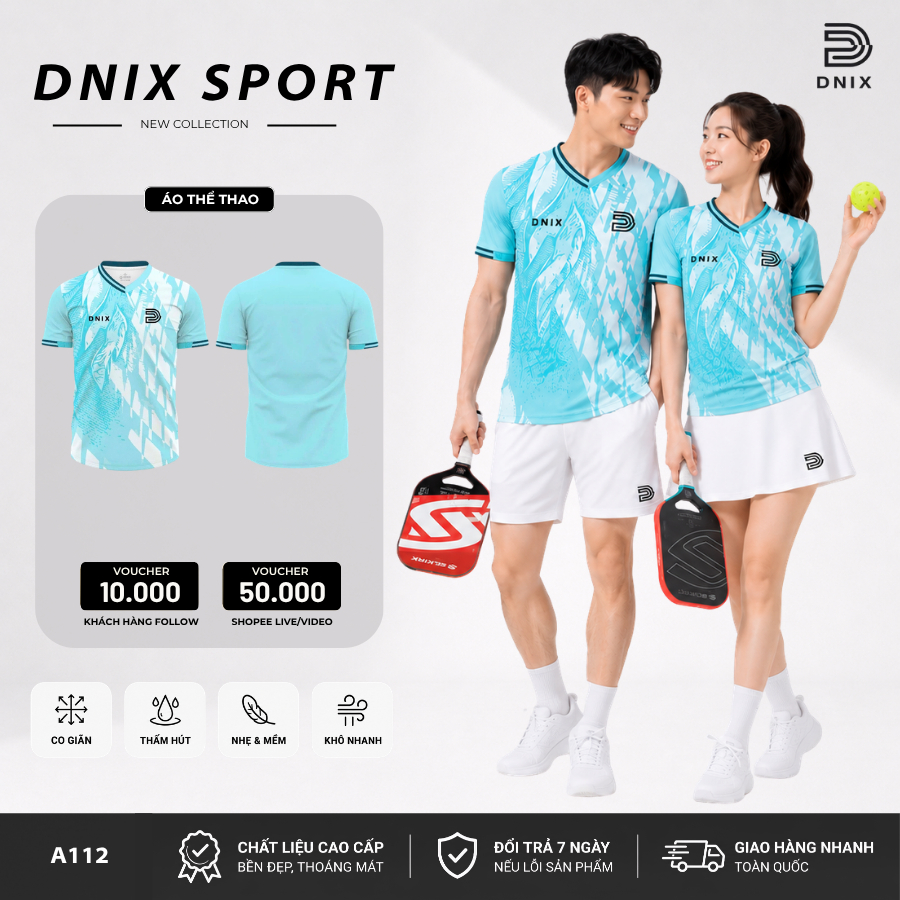 Áo Cầu Lông Nam Nữ Thoáng Mát Chuyên Nghiệp Co Giãn Form Chuẩn Thể Thao Thấm Hút Mô Hôi DNIX SPORT A112