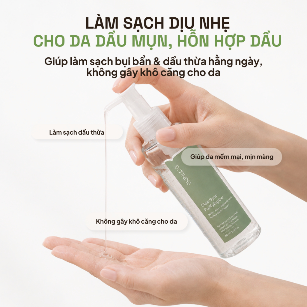 Gel Rửa Mặt SKINLOG ClearSync Purifying Gel 150ml - Sạch Thoáng, Loại Bỏ Dầu Thừa, Không Gây Khô Da