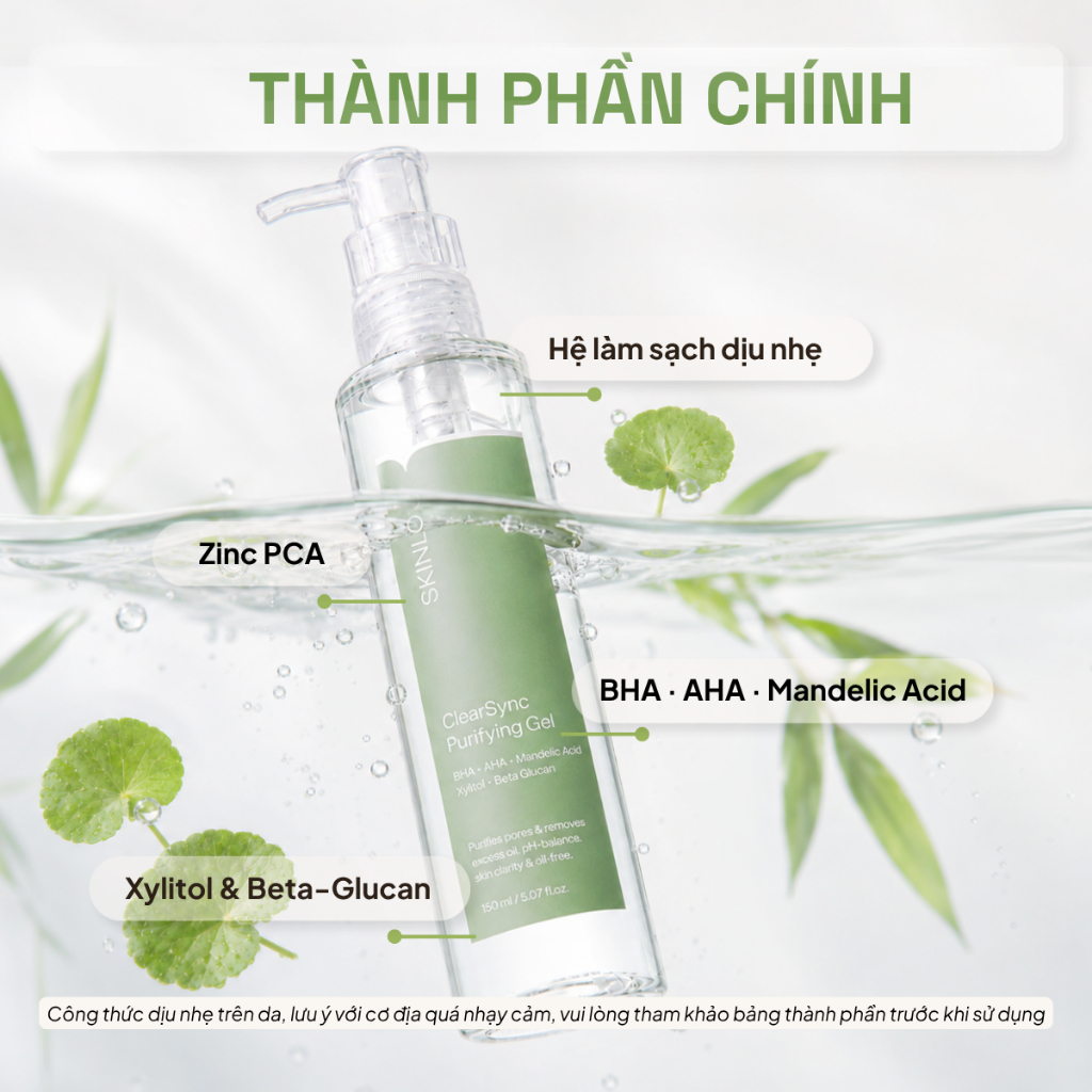 Gel Rửa Mặt SKINLOG ClearSync Purifying Gel 150ml - Sạch Thoáng, Loại Bỏ Dầu Thừa, Không Gây Khô Da