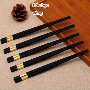 Bộ 10 Đôi Đũa Hợp Kim Đầu Bọc Vàng Chống Mốc Chống Trượt Sang Trọng