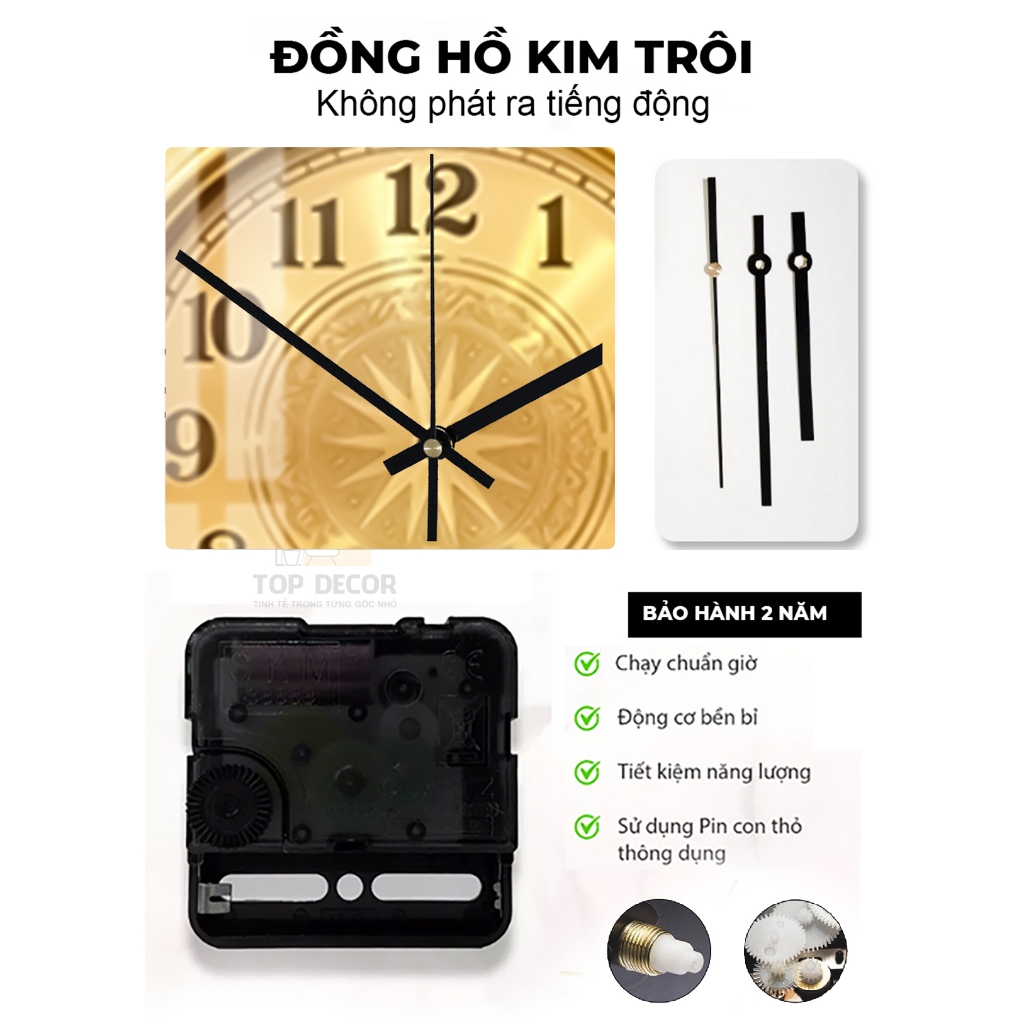 [ 30 Mẫu ] Đồng Hồ Tráng Gương Treo Tường Vân Gỗ Kim Trôi Cao Cấp | Nhiều Kích Thước | Tặng Kèm Pin Và Đinh Treo