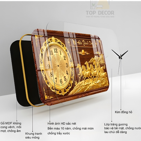 [ 30 Mẫu ] Đồng Hồ Tráng Gương Treo Tường Vân Gỗ Kim Trôi Cao Cấp | Nhiều Kích Thước | Tặng Kèm Pin Và Đinh Treo