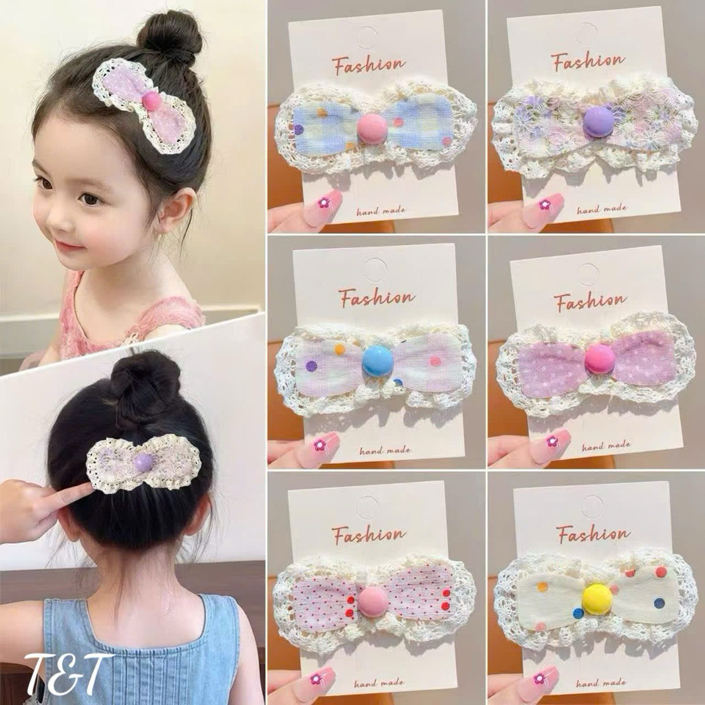 Miếng Dán Tóc Mái Viền Ren Hoa Nhí Vintage Cố Định Tóc Không Gãy Nếp Không Đau Cho Bé MDR