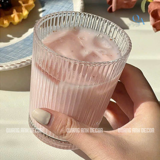 SET 6 Ly Thủy Tinh MIỆNG LOE THÂN SỌC Dáng Trụ Đứng | Cốc Uống Sinh Tố, Soda, Cacao - DEOCR CAFE