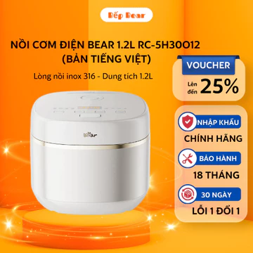 Nồi Cơm Điện Bear 1.2L Nồi Cơm Điện Tử Nồi Nấu Cơm Ngon Lòng Nồi Inox Nồi Nấu Cơm Tự Động RC-5H30O12