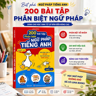 Sách - 200 Bài Học Phân Biệt Ngữ Pháp Tiếng Anh ( IN MÀU, 168 trang cả bìa, kích thước 14x21cm )