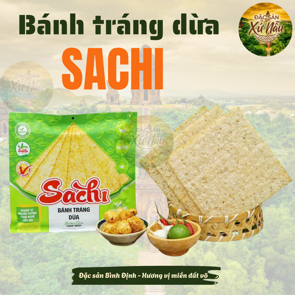 [GÓI LẺ 70G] Bánh Tráng Nướng Giòn Sachi Vị Nước Dừa Thơm Béo Giòn Tan
