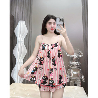 Đồ Bộ Pijama Lụa LaTin Tơ Tằm Thiết Kế Nữ (Có Túi 40kg-60kg)