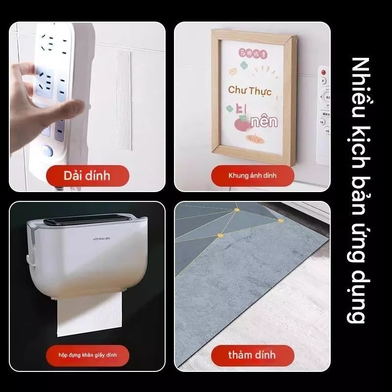 Băng keo Nano dạng lưới 2 mặt trong suốt bám dính mọi bề mặt, dày 2mm - dài 2m tiện lợi