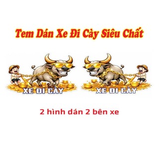 Tem Dán Xe Nổi 3D Đi Cày Trâu Vàng Siêu Ngầu - tem chống nước chống  xước trang trí 2 bên xe