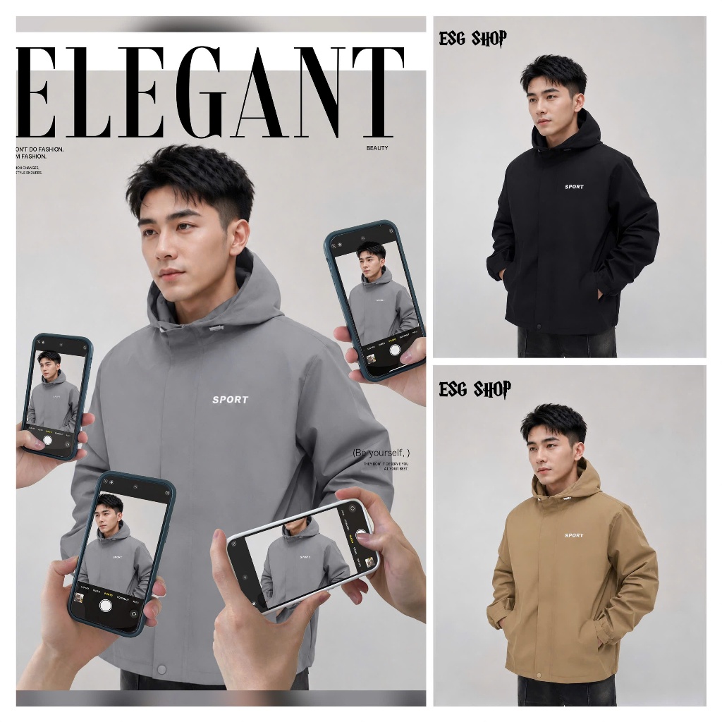 [Hot 2026 Bản Nâng Cấp Mũ Tháo Dời ] Áo Khoác Gió 2 Lớp chống nước, cản bụi , From rộng thoải mái