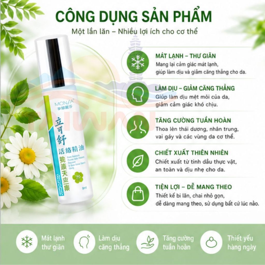 [FREESHIP] Dầu Lăn Thư Giản Monsa Đài Loan Stretch Relaxing Oil 8ml/chai