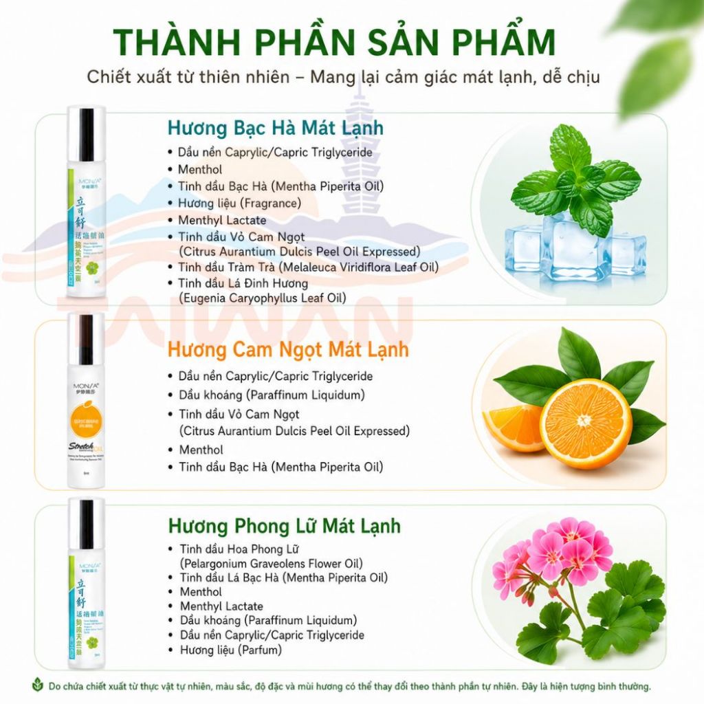 [FREESHIP] Dầu Lăn Thư Giản Monsa Đài Loan Stretch Relaxing Oil 8ml/chai