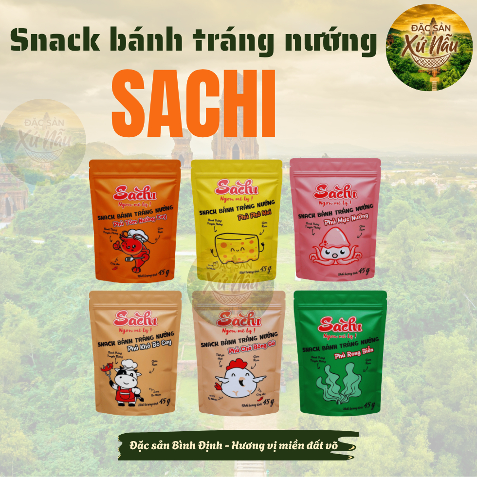 [COMBO 3 GÓI] Snack Bánh Tráng Nướng Giòn Sachi Phủ Vị Thơm Ngon Giòn Tan Ăn Vặt Health