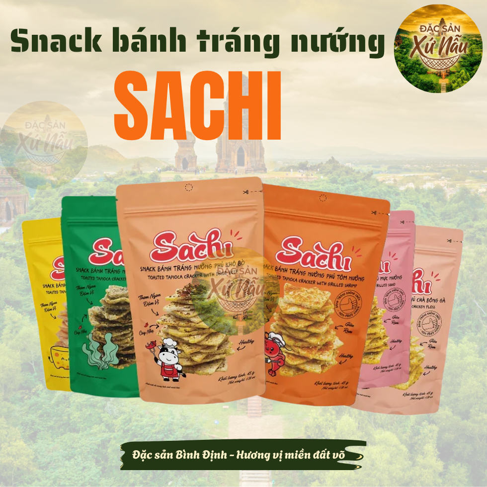 [COMBO 3 GÓI] Snack Bánh Tráng Nướng Giòn Sachi Phủ Vị Thơm Ngon Giòn Tan Ăn Vặt Health