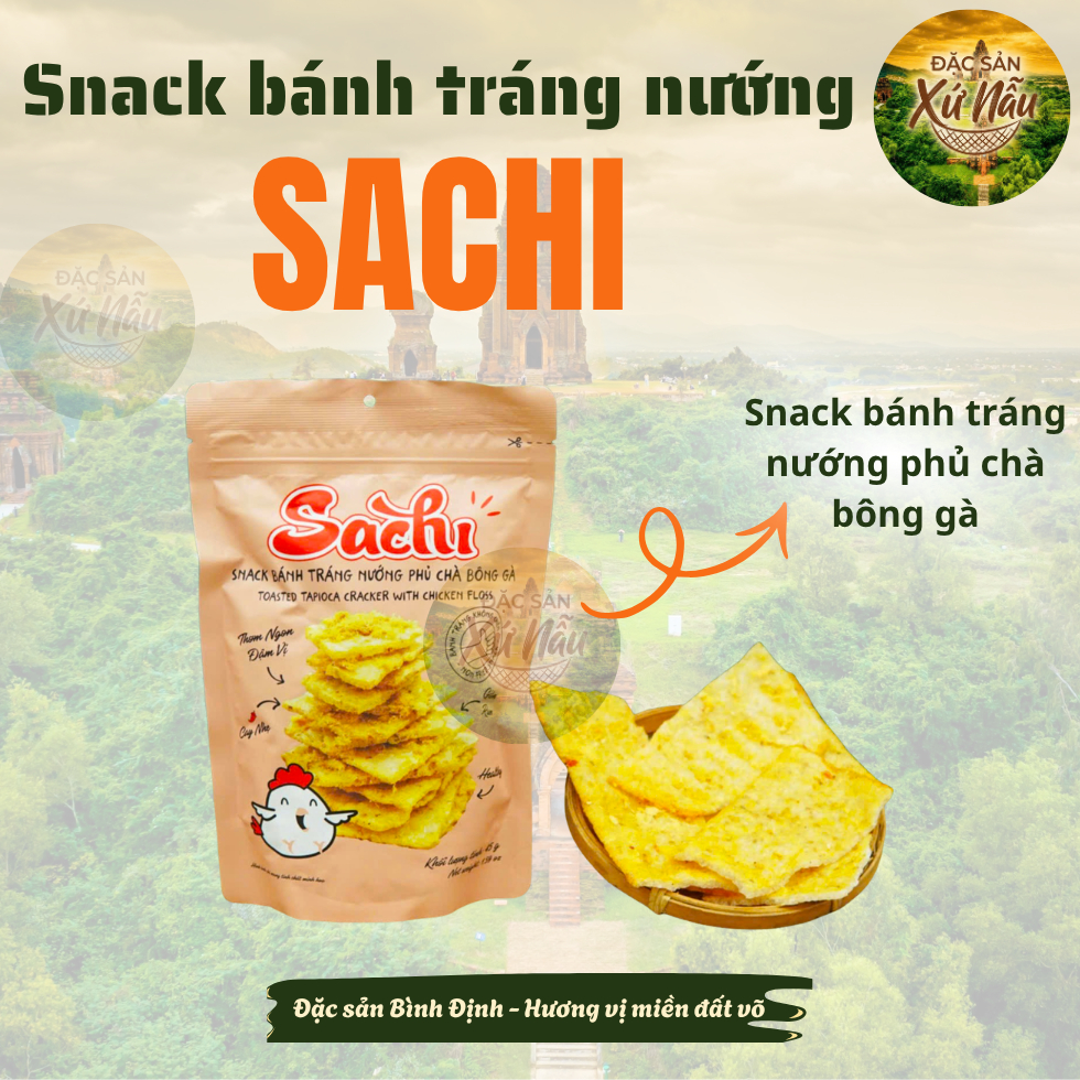 [GÓI LẺ 45G] Snack Bánh Tráng Nướng Giòn Sachi Phủ Vị Chà Bông Gà Thơm Ngon Giòn Tan