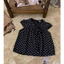 Áo Đũi babydoll dáng tay hến cổ sơ mi phối nơ họa tiết chấm bi Hh-001