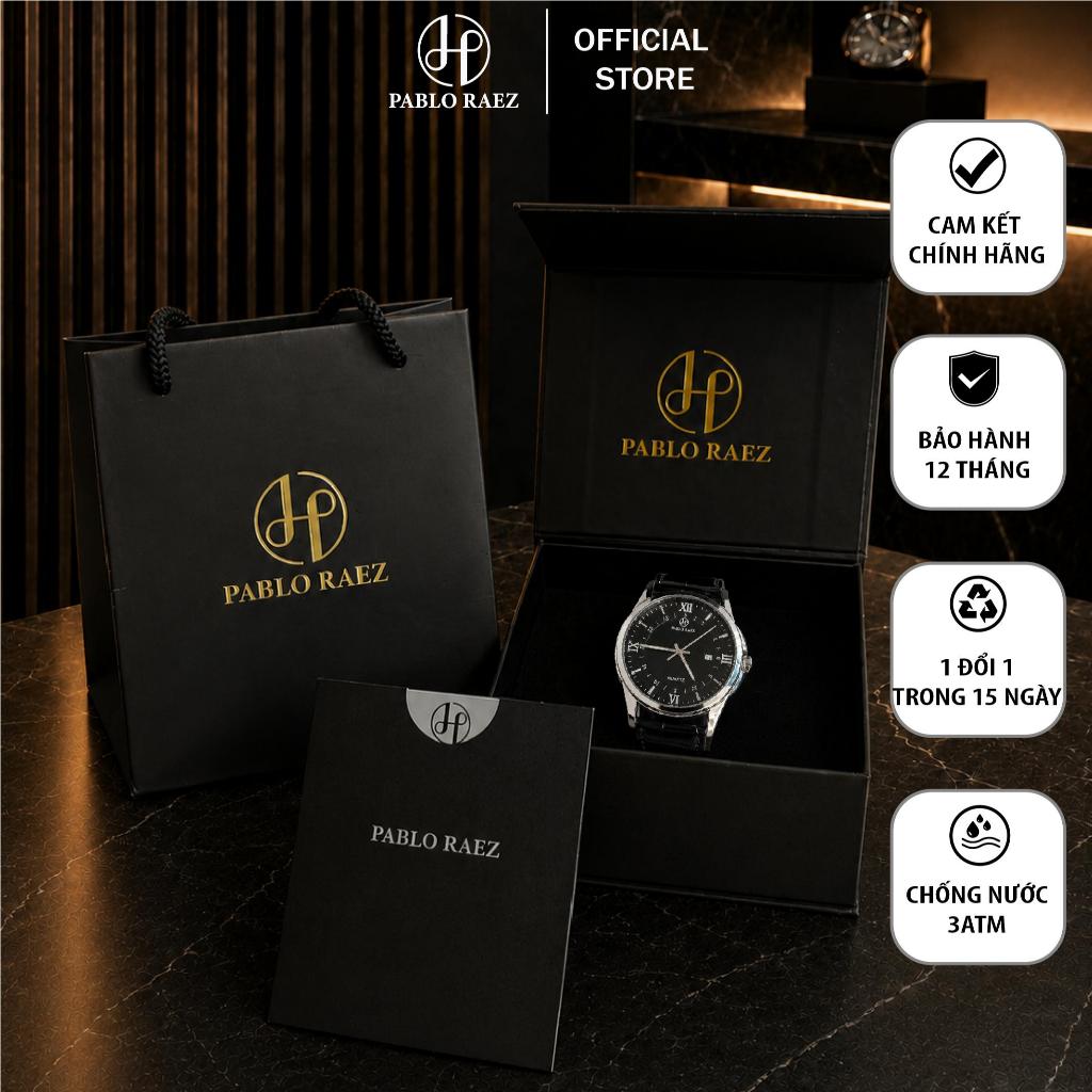 Combo quà tặng đồng hồ nam Pablo Raez U850 chính hãng chống nước 3ATM 40mm tặng kèm túi giấy , hộp nam châm và thiệp