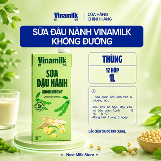 Sữa Đậu Nành Vinamilk Không Đường Vị Truyền Thống 1L - Thùng 12 Hộp